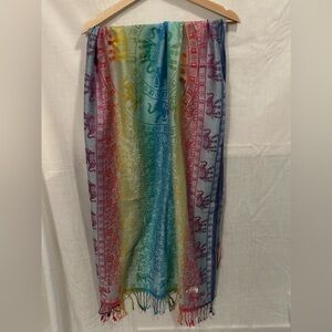 100% Cashmere Multicolor Elephant Print pashmina